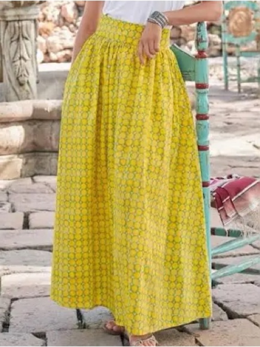 Sundance wild impressions yellow maxi skirt